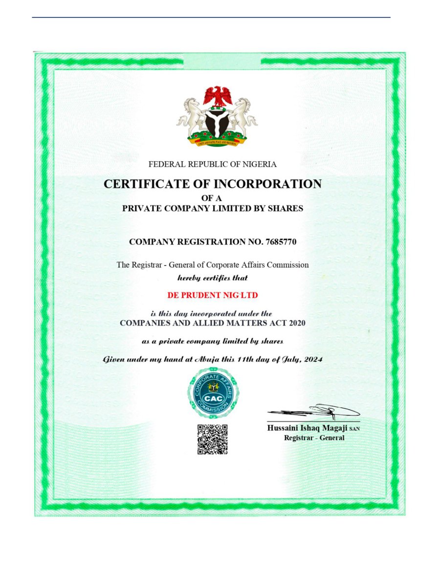 CAC Certificate of Incorporation