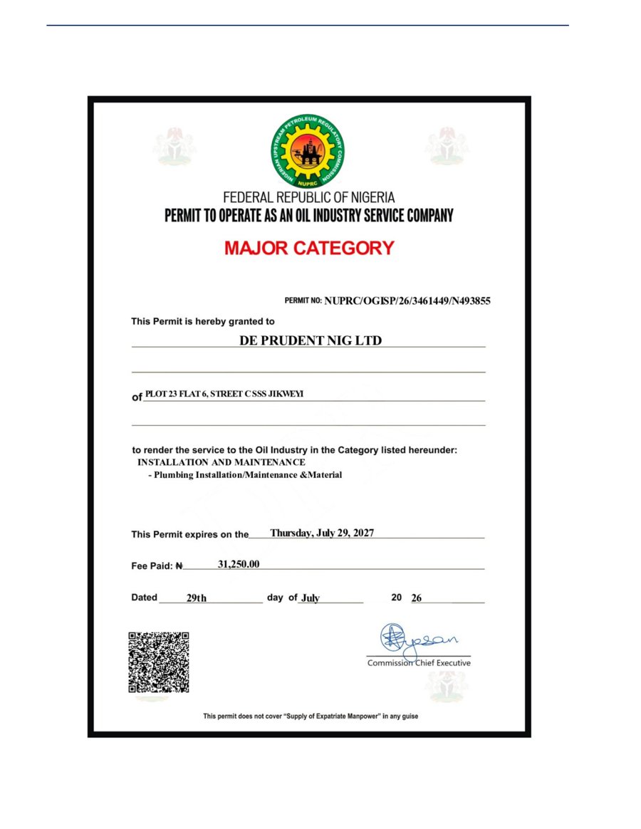 NUPRC oil industry service permit