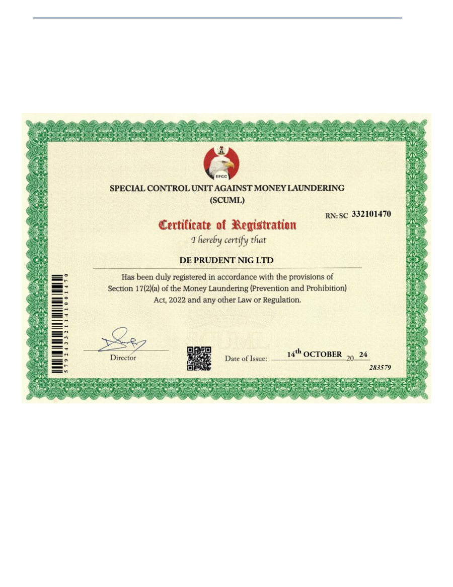 SCUML Certificate of Registration