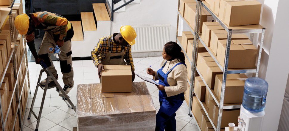 Team preparing procurement orders in a warehouse